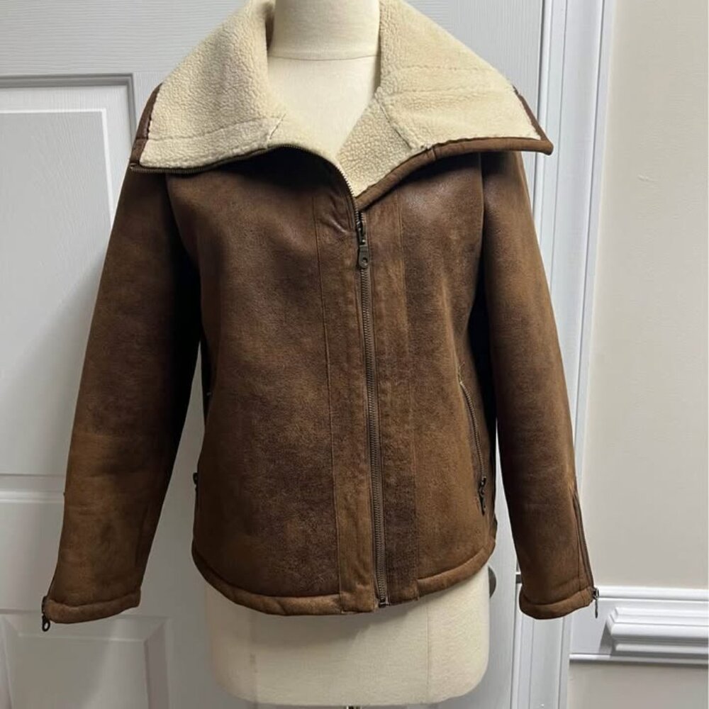 525 American Women’s Faux Suede Brown Jacket Size M
